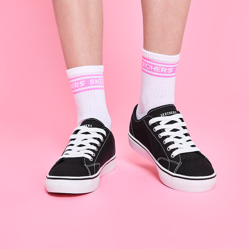 (WMNS) Skechers Cupsole 1 Low Canvas Shoes Black 66666131-BLK