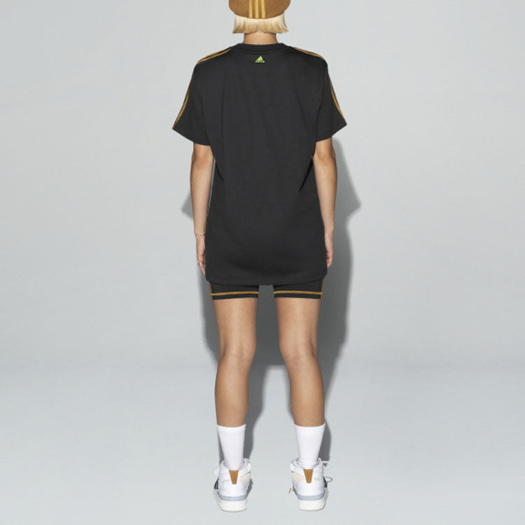 adidas originals x Ivy Park 4 Crossover Embroidered Logo Round Neck Short Sleeve Black T-Shirt GT4080