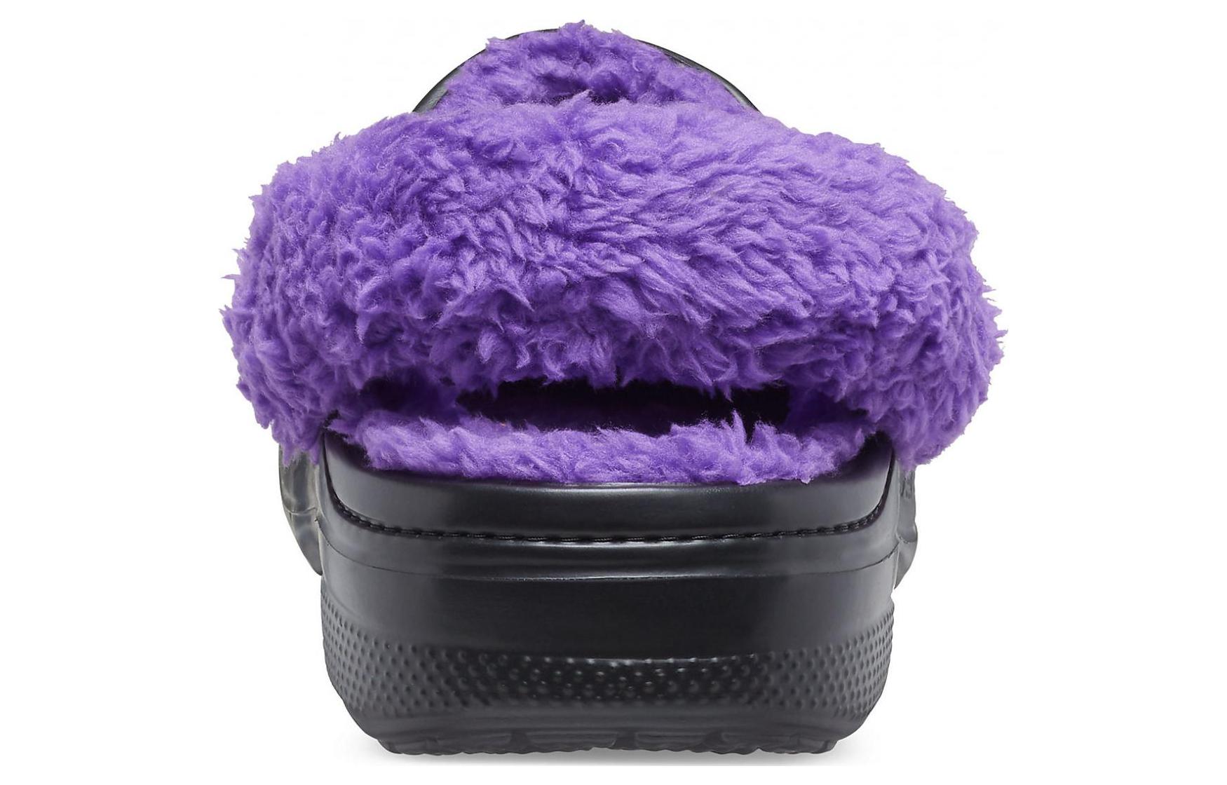 Crocs Baya Lined Fuzz Strap Clogs 'Black Purple' 20663309V