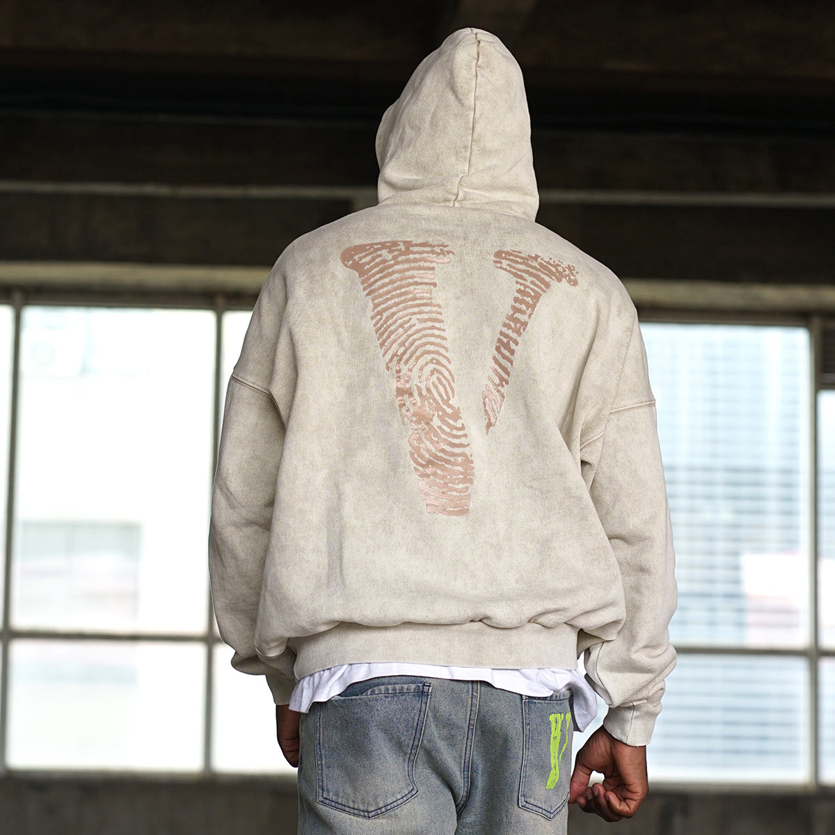 VLONE Finger Print Logo Hoodie 'Beige Red' VLHD24004-BE