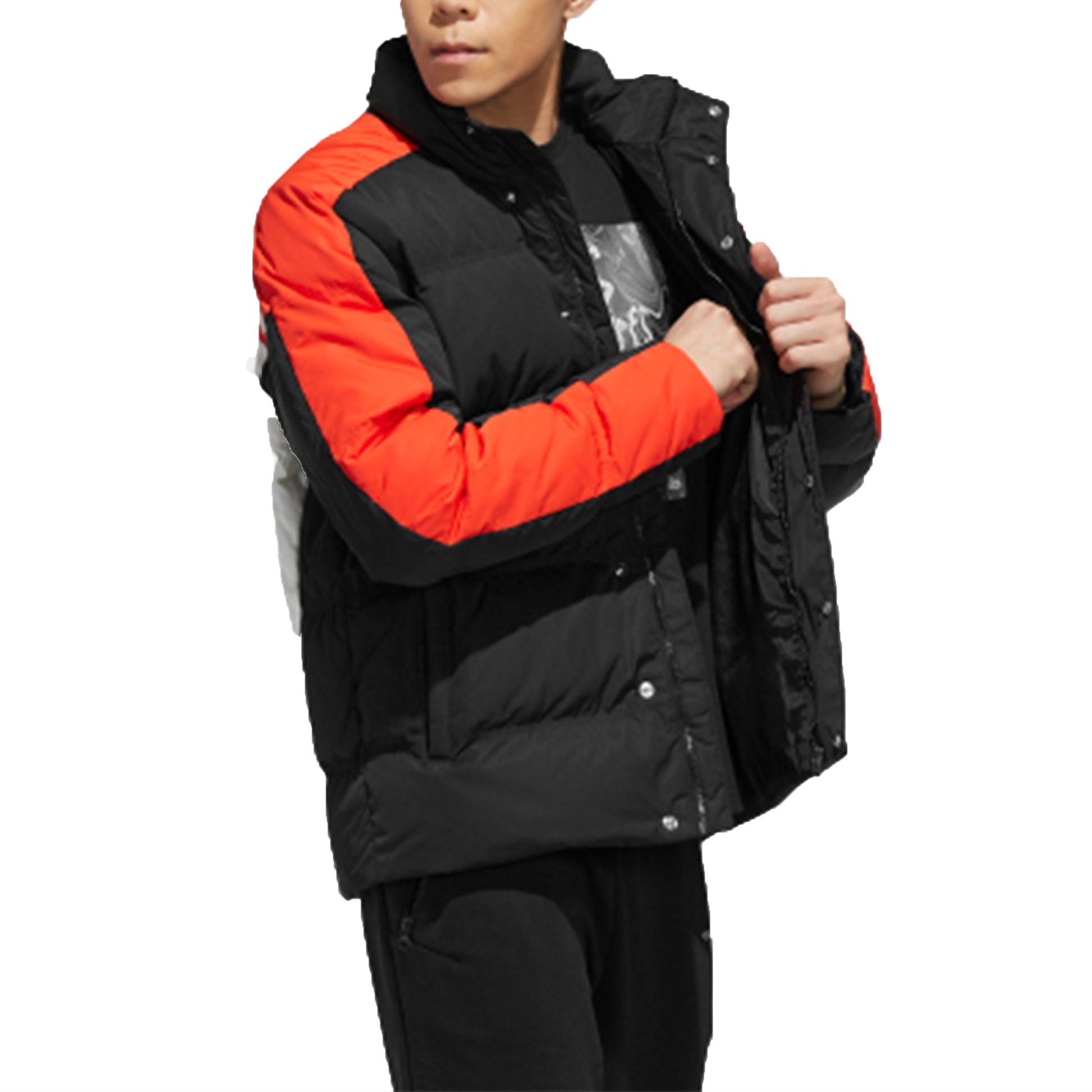 adidas neo M Ut Puffer Back Large logo Casual Down Jacket Black EI4413