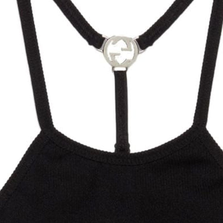 (WMNS) Gucci Nylon Jersey Crop Top 'Black' 772425-XUAJ3-1000