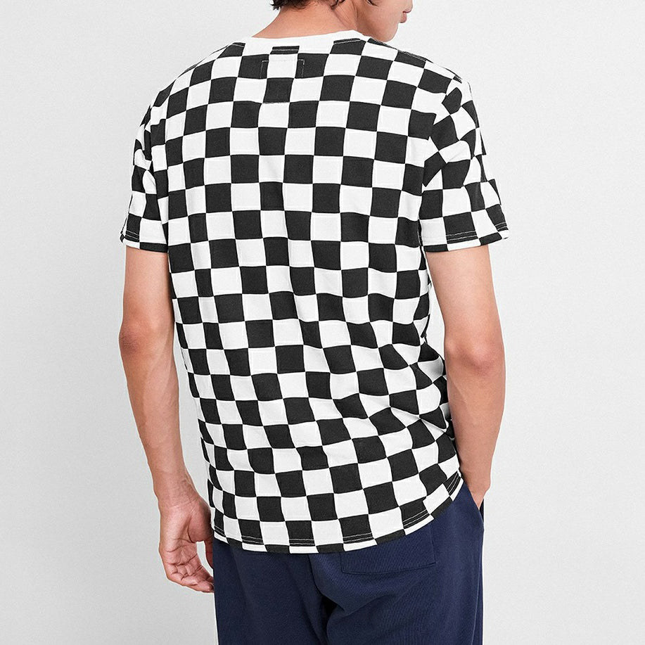 Vans Grid Printing Short Sleeve Couple Style Black White Plaid  VN0A4MLUJOZ
