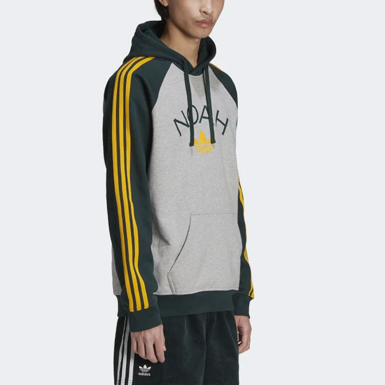Men's adidas originals x NOAH Crossover 3-stripes Logo Printing Colorblock Pullover Green HC4305