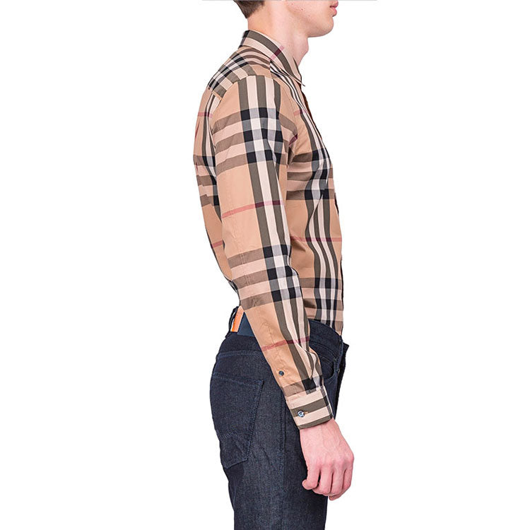 Men's Burberry SS21 Plaid Elastic Cotton Shirt 45575981