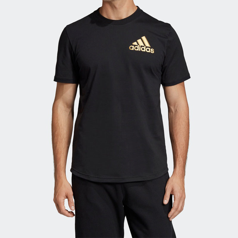 adidas Training Sports Solid Color Short Sleeve Black EB7566