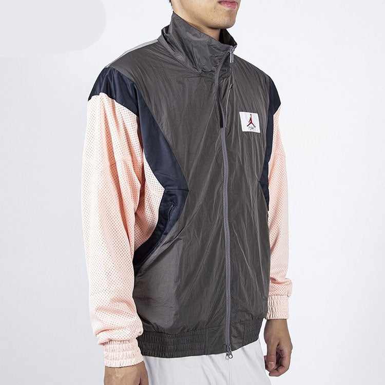 Air Jordan Flight Casual Sports Long Sleeve Stand Collar Jacket Grey/Pink AO0556-272