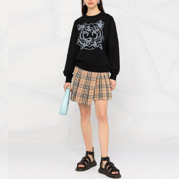 (WMNS) KENZO SS21 Printing Round Neck Long Sleeves Hoodie Black FB52SW8294MO-99