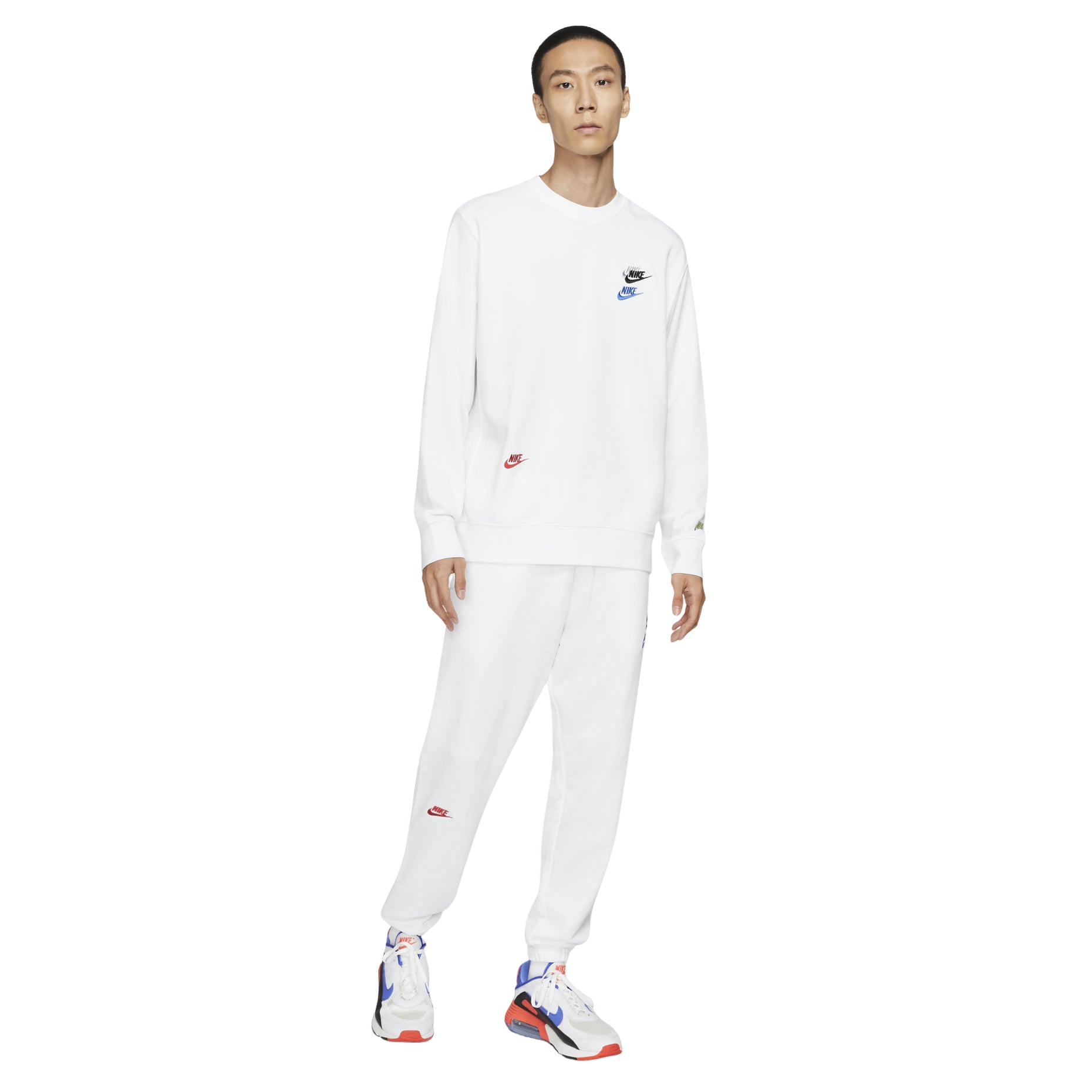 Men's Nike Contrasting Colors Logo Casual Sports Round Neck Embroidered Pullover White DJ6915-100