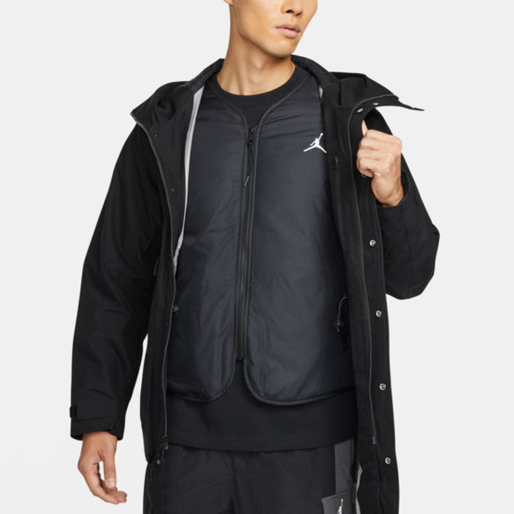 Men's Air Jordan Gore-Tex 2-In-1 Detachable Stay Warm Hooded Big Pocket Padded Black Jacket DC0063-010