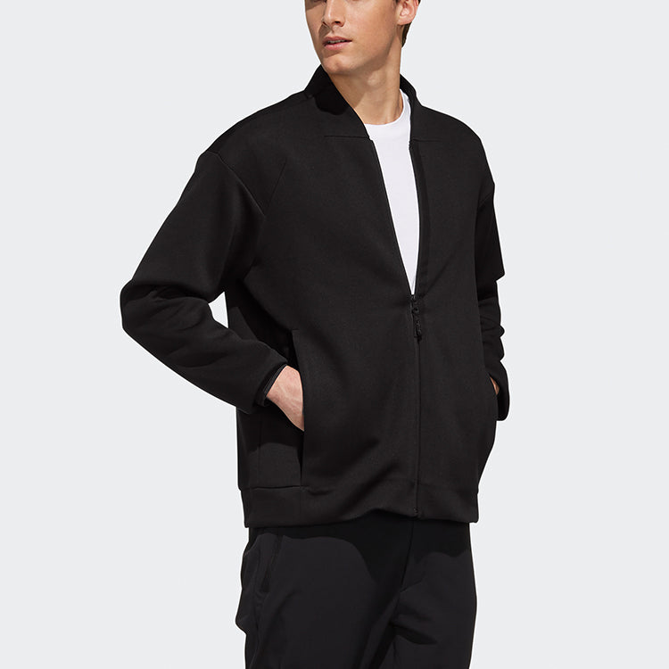 adidas Cap Bomber SweaA Casual Solid Color Zipper Outdoor Jacket Black EH4944