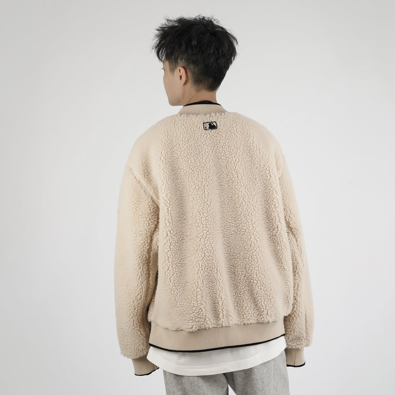 MLB New York Yankees Lambs Wool Jacket Unisex Beige 31JPF1061-50B