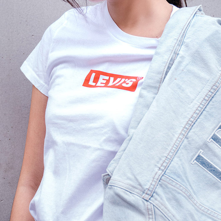 Levis Box Logo Casual Round Neck Short Sleeve White 17369-0903