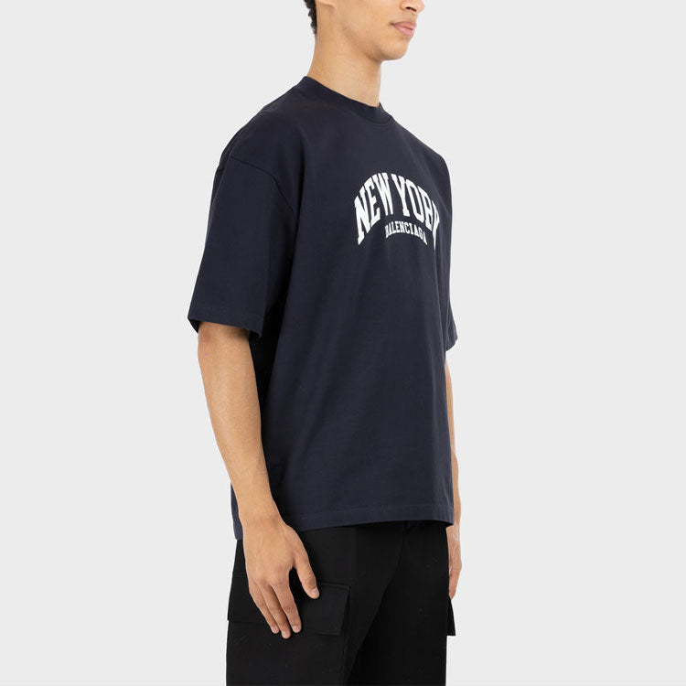 Balenciaga Cities New York T-Shirt Medium Fit 'Navy' 612966TLVM23967
