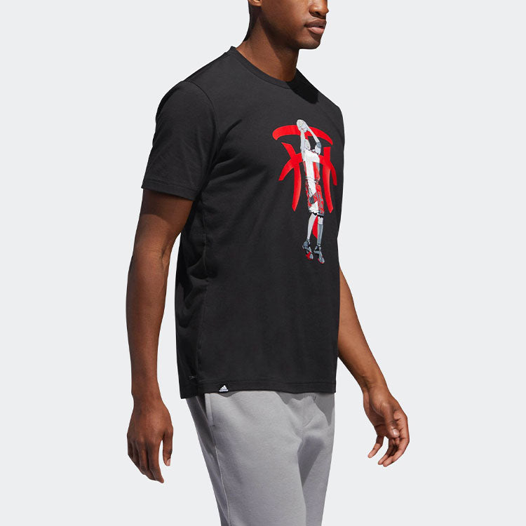 adidas Basketball Sports Round Neck Pullover Printing Short Sleeve Black DU6437