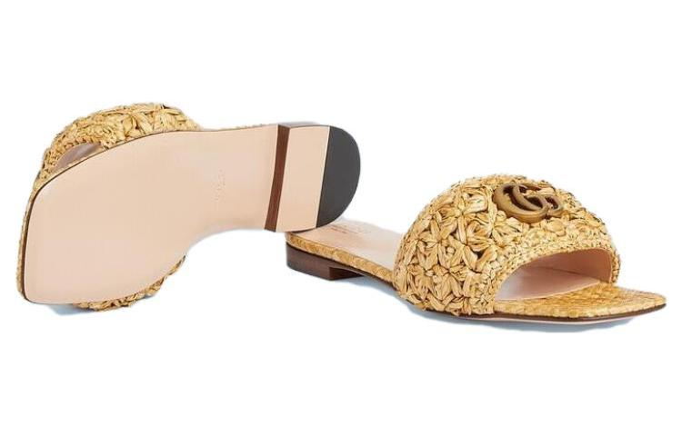 (WMNS) Gucci Double G Slide Sandal 'Woven Raffia' 703626-U4H00-9800