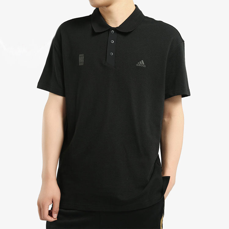 adidas Athleisure Casual Sports Short Sleeve Polo Shirt Black FK4469