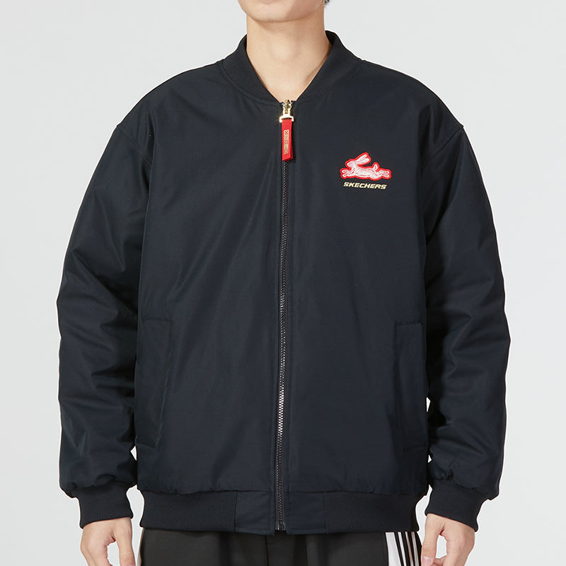 Skechers Letter Embroidery Reversible Padded Jacket 'Black Red' L123M001-0018
