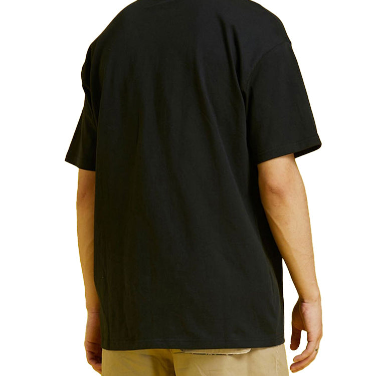 Men's Converse Contrasting Colors Plaid Pocket Casual Round Neck Short Sleeve Black 10020885-001