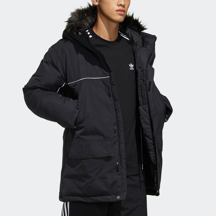 adidas originals hooded Long Sleeves Down Jacket Black FL1417