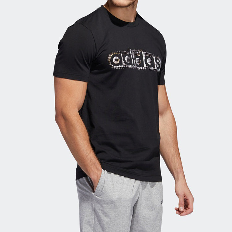 adidas Sports Training Round Neck Black Foil Graphic Tee 'Black' EI4607
