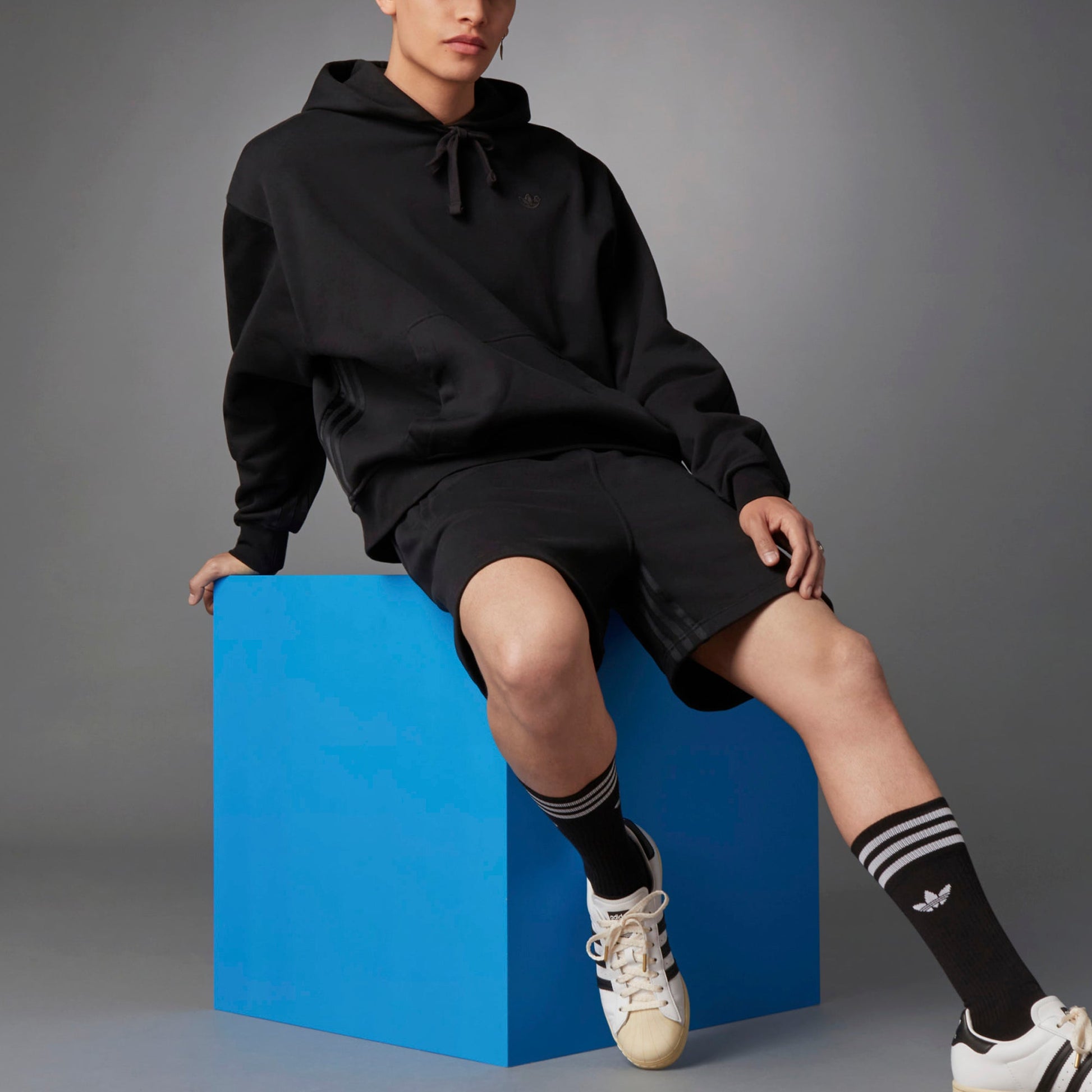 adidas originals Blue Version Series Cotton hooded Pullover Sports Black H23139