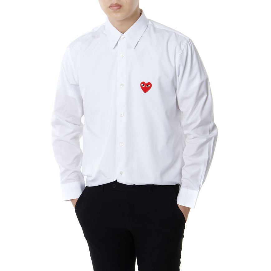 COMME des GARCONS PLAY Red Emblem Button Down 'White' AZ-B002-051-2