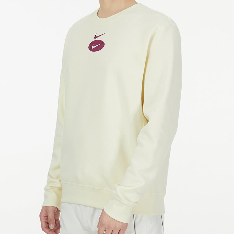 Men's Nike As Nsw Sl Bb Crew Casual Sports Fleece Lined Round Neck Long Sleeves Ivory DM5461-113