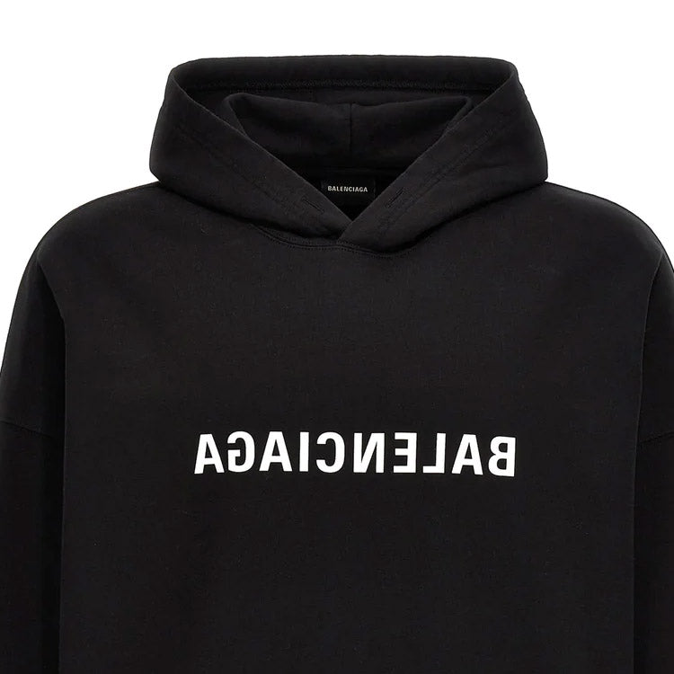 Balenciaga Reverse Logo Hoodie 'Black' 674986TNVR31070