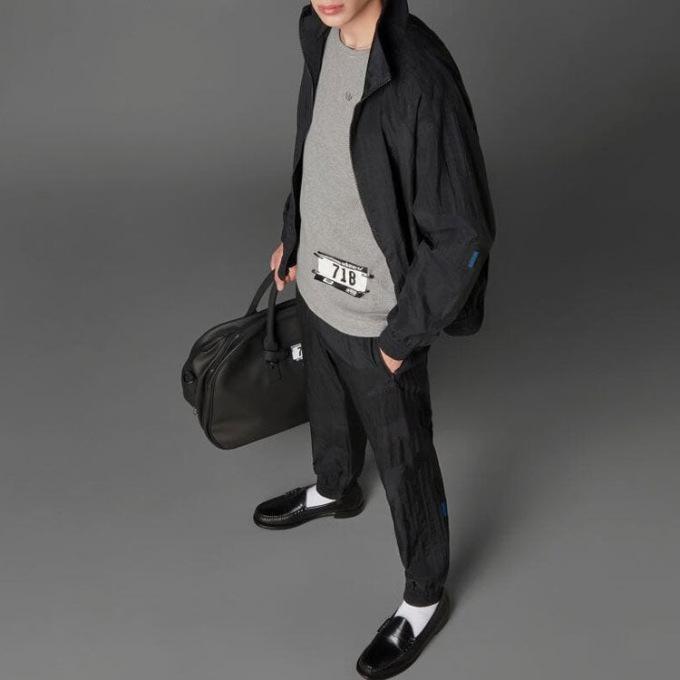 Men's adidas originals Solid Color Elastic Waistband Sports Pants/Trousers/Joggers Black HD2244