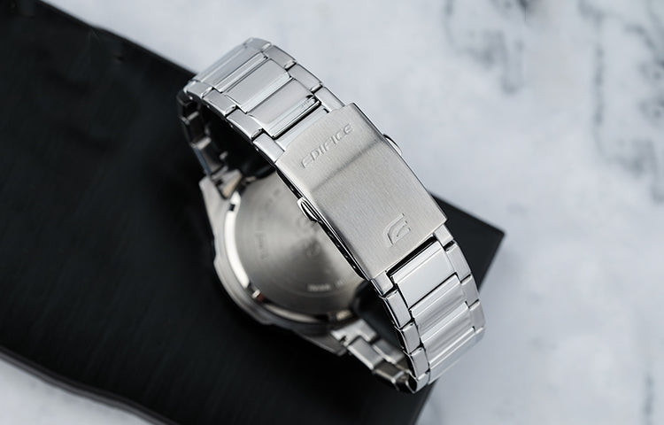 CASIO Quartz Waterproof EDIFICE Stainless Steel Strap Sapphire Crystal Solar Powered Mens Silver Analog EFR-303D-1AVUPR