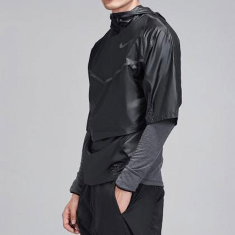 Men's Nike Splicing Logo Sports Cardigan Long Sleeves Black 933411-011
