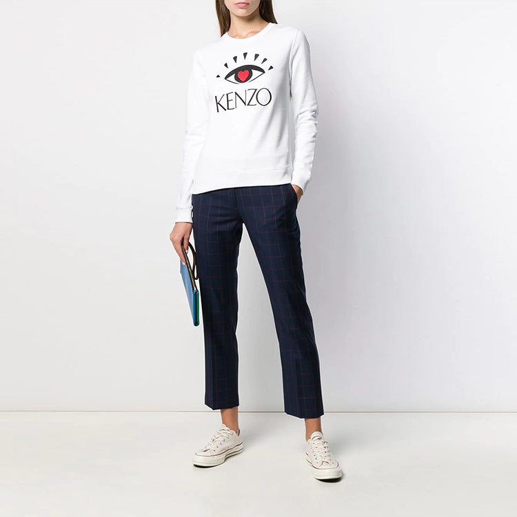 (WMNS) KENZO Embroidery Pure Cotton Swea White F962SW7134X4-01