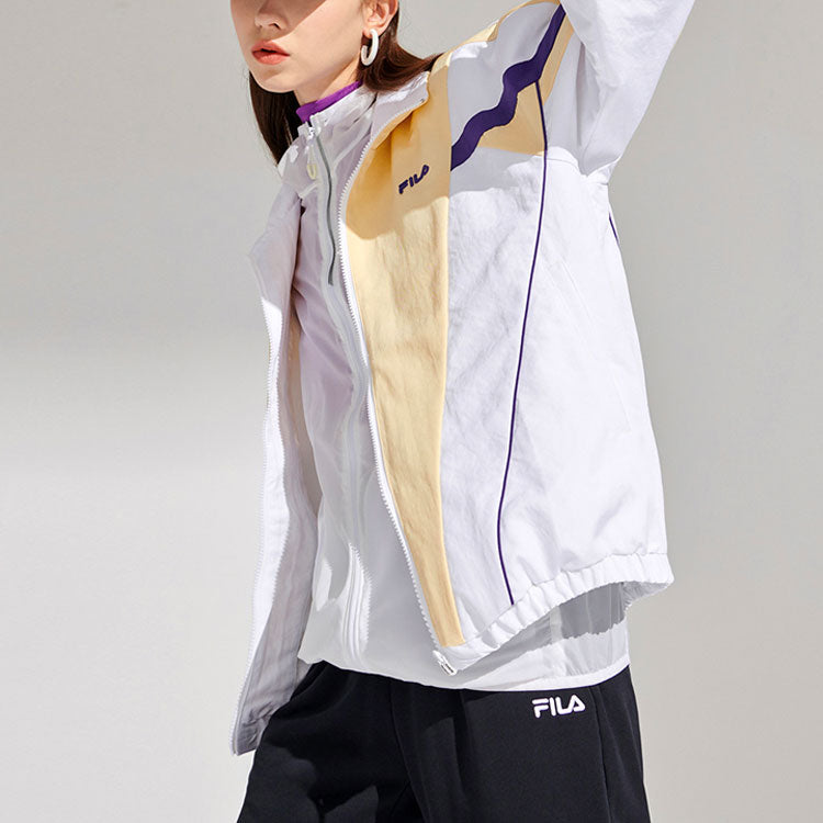 FILA FUSION Logo Printing Contrasting Colors Stand Collar Sports Jacket Yellow T11W111701F-YE