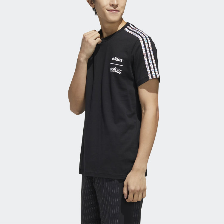 adidas neo x POKEMON Crossover Alphabet Printing Sports Round Neck Short Sleeve Black FM6029