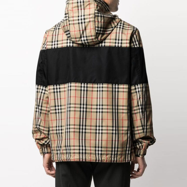 Men's Burberry Double Sided Classic Plaid Hooded Jacket Beige 80368941