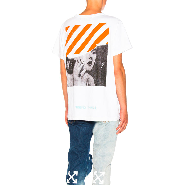 Off-White Printing Short Sleeve Loose Fit White OMAA002G20JER0010188