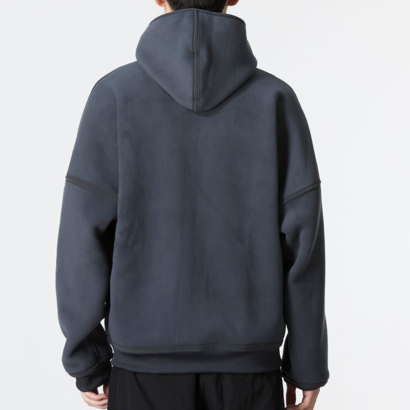Men's adidas New Polar Fz Solid Color Reversible Athleisure Casual Sports Hooded Jacket Gray HG2076