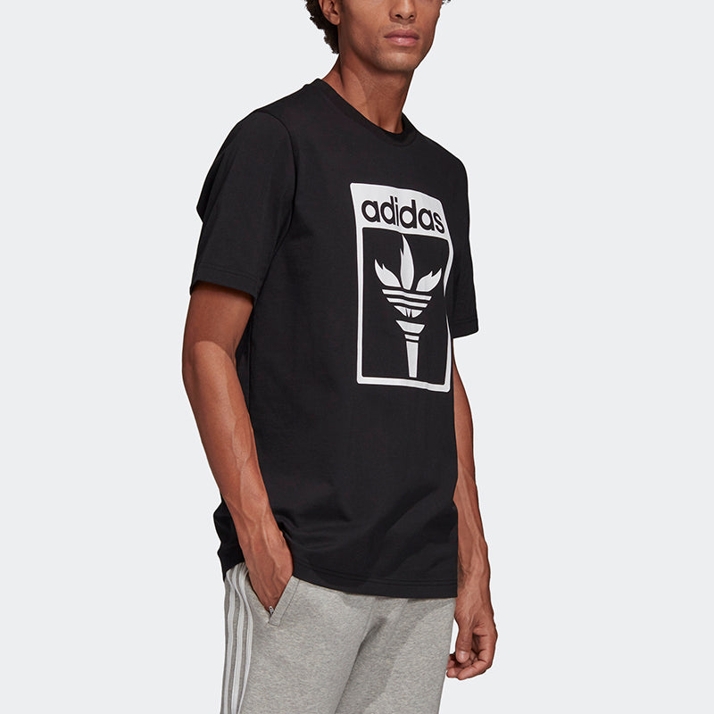 adidas originals Tee 1 Logo Printing Round Neck Short Sleeve Black GK5909