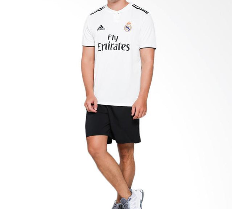 adidas real Madrid 18-19 Season Fan Edition Home Alphabet Logo Stripe Sports Soccer/Football Short Sleeve Jersey White DH3372