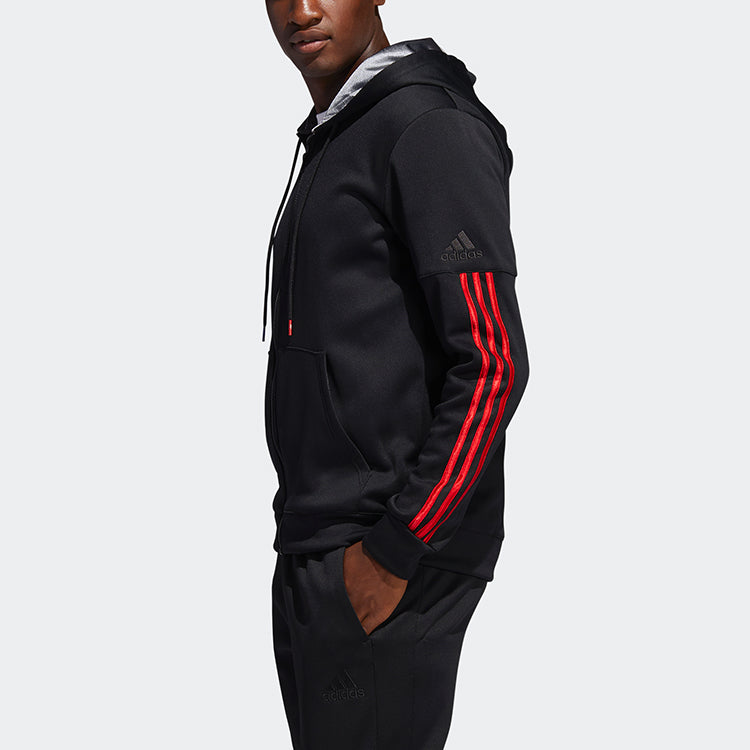 adidas Zipper Basketball Sports Hooded Jacket Black FH7733
