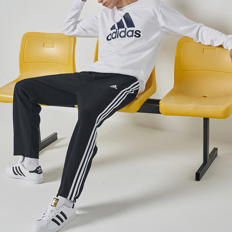 Men's adidas Straight Elastic Waistband Sports Pants/Trousers/Joggers Black TR30P2