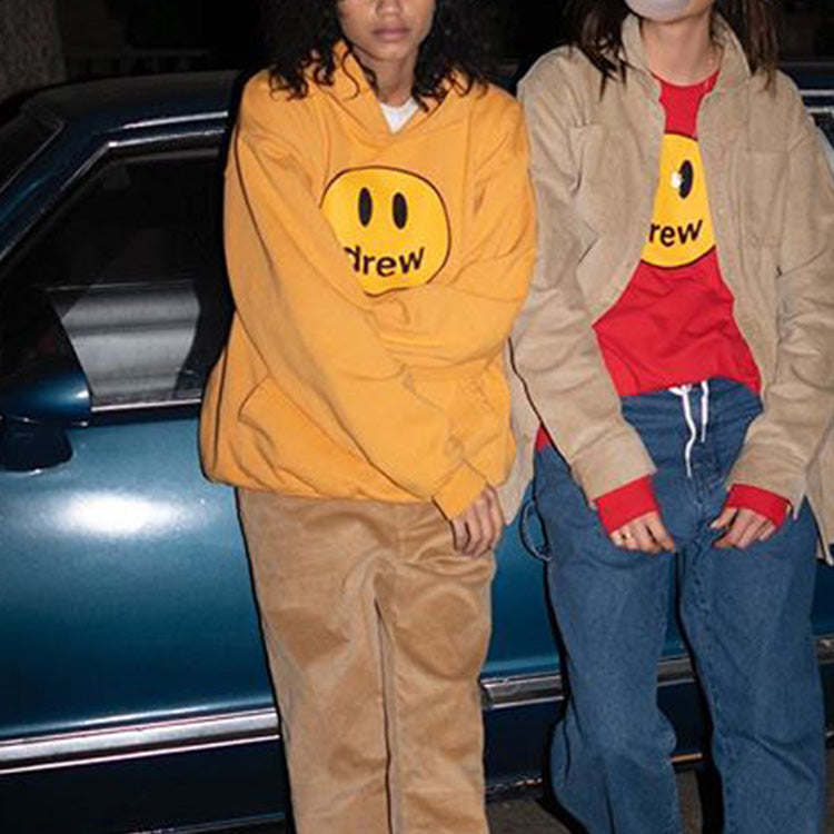 Drew House Smiling Face hooded Fleece Lined Unisex Yellow DR-SS20-018