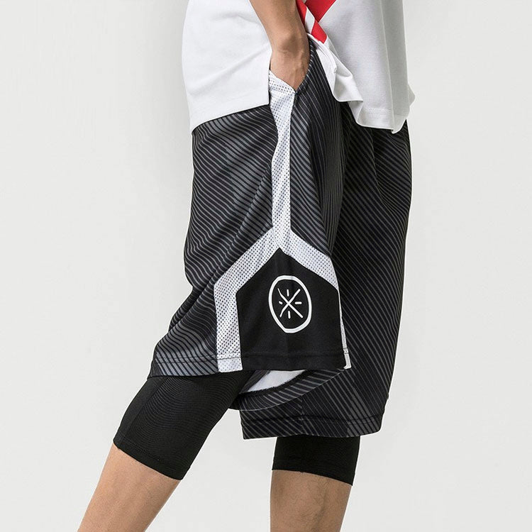 Li-Ning Way Of Wade Logo Basketball Shorts 'Black Grey' AAPP281-1