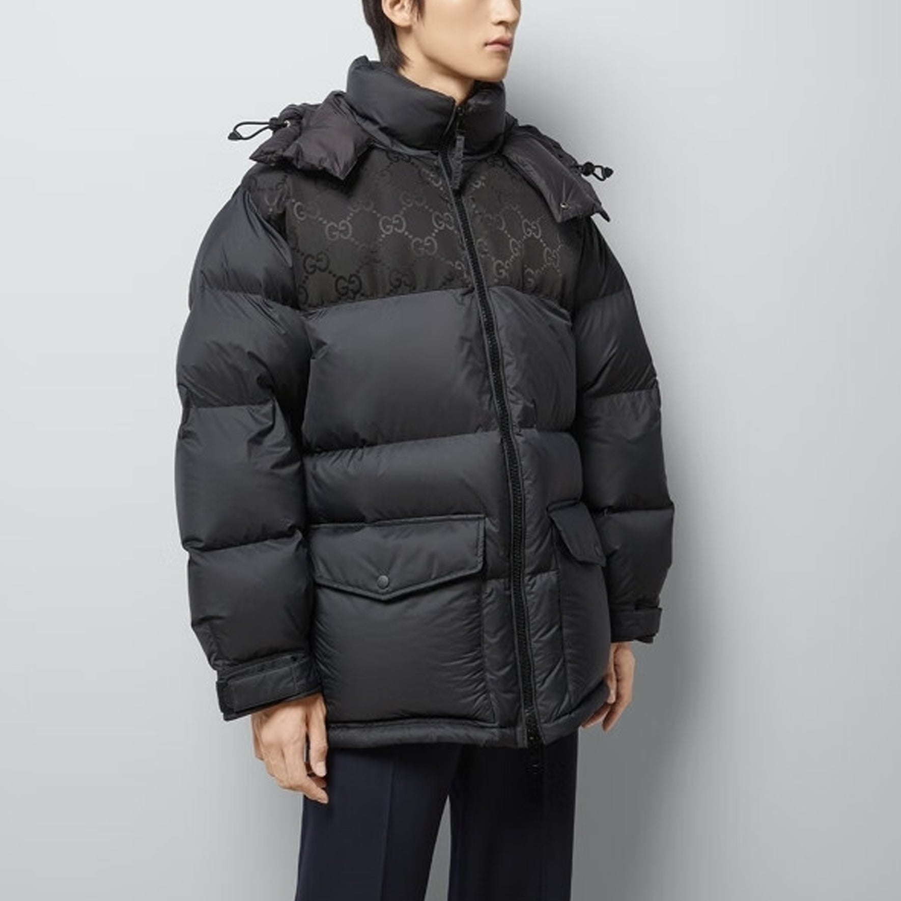 Gucci Nylon Down Jacket With GG Inserts 'Black' 762558-Z8BNG-1000