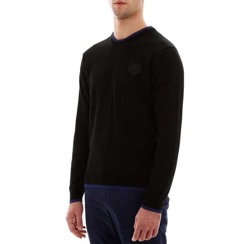 Men's KENZO Solid Color Pullover Round Neck Black FA55PU2023AB-99