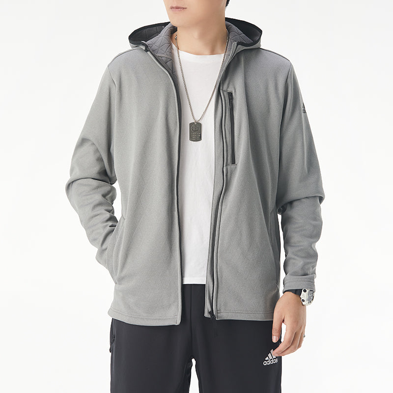 adidas Perfom Fl Jkt Solid Color Fleece Lined Stay Warm Hooded Jacket Gray GV3516