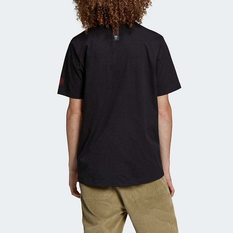adidas Mufc Cny Tee limited Logo Printing Manchester United Soccer/Football Round Neck Short Sleeve Black H63996