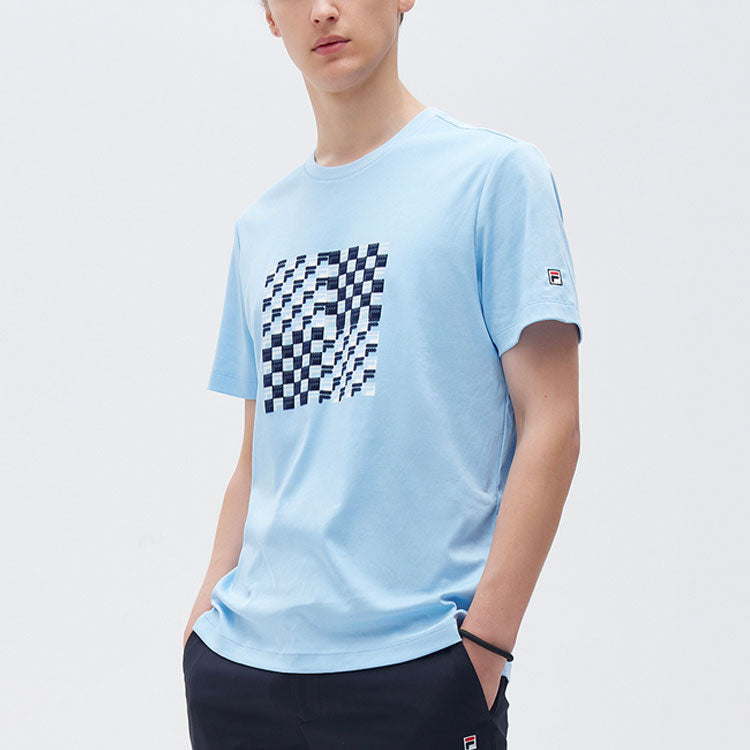 FILA Logo Printing Sports Loose Short Sleeve Blue F11M121104F-LB