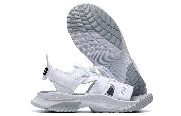 (WMNS) FILA Athletics Velcro Outdoor Open Toe Flat Heel Fashion Sports FILA White Sandals A12W122607FFW